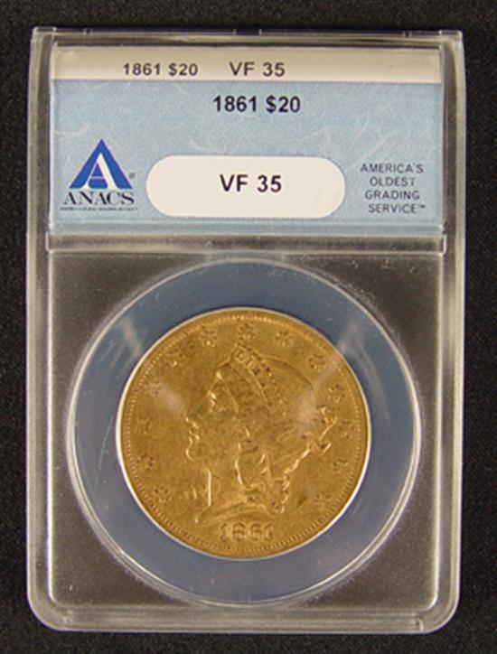 Appraisal: Liberty Gold Coin ANACS certified and graded VF Civil War