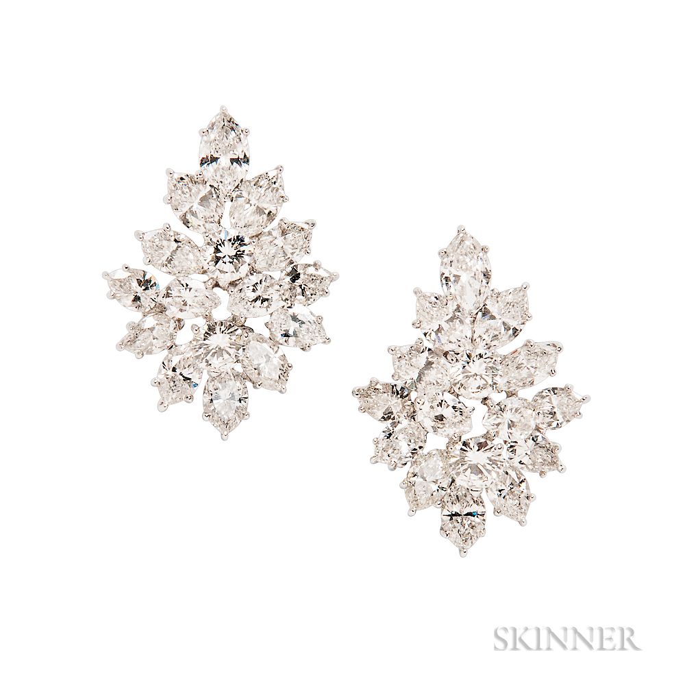 Appraisal: Platinum and Diamond Earrings Platinum and Diamond Earrings c s