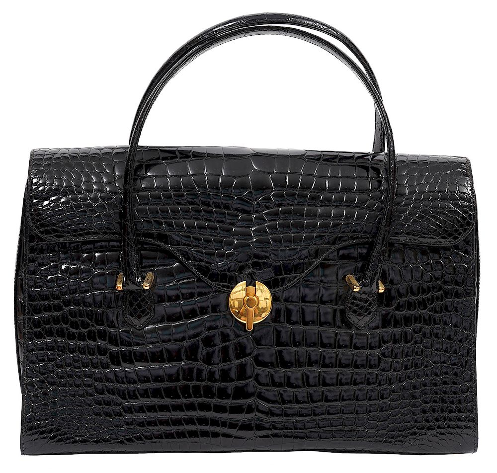 Appraisal: Morabito Black Crocodile Handbag 's Morabito Black Crocodile Handbag Year