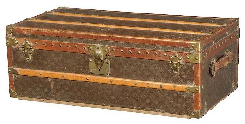 Appraisal: Vintage Louis Vuitton Steamer Trunk French circa serial lock quilted