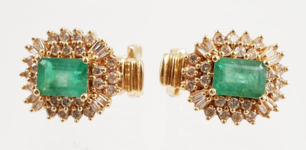 Appraisal: Pair of earrings k yellow gold with -carat emerald cut