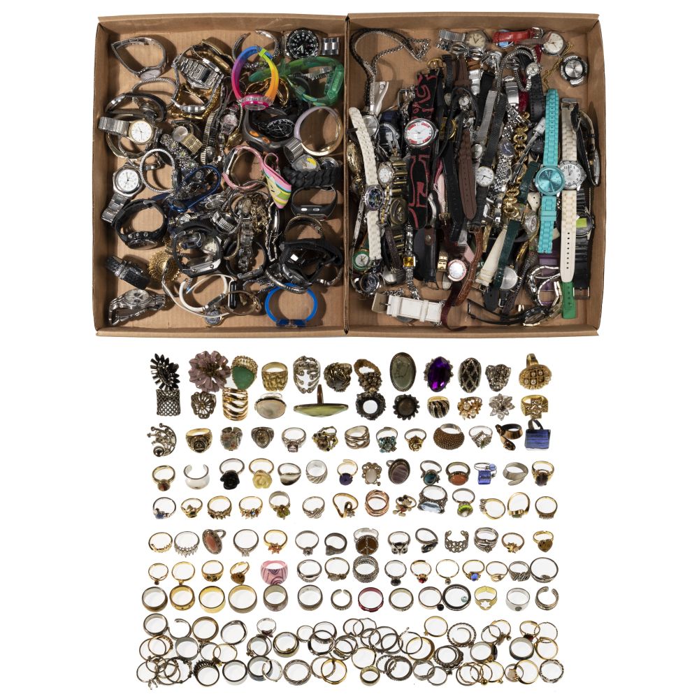 Appraisal: COSTUME RING AND WRISTWATCH ASSORTMENTApproximately pounds of rings and wristwatches