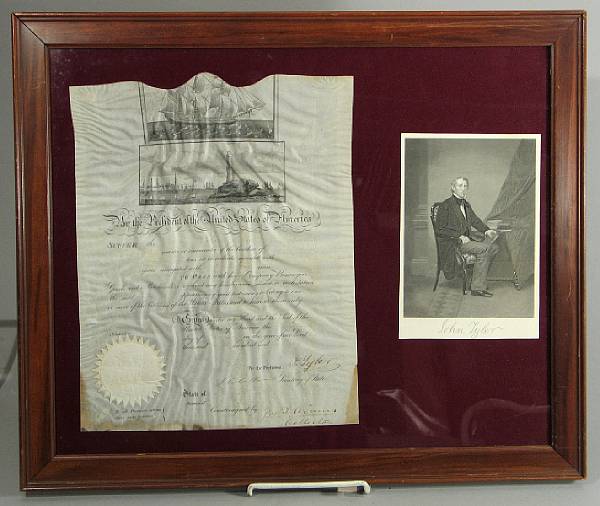 Appraisal: Americana Document Signed J Tyler partially printed and accomplished in