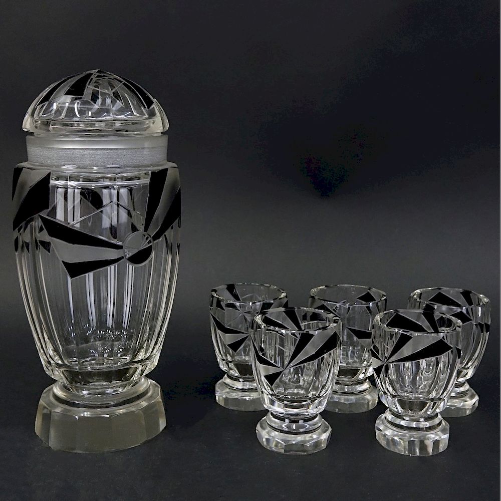 Appraisal: Karl Palda Art Deco Crystal Decanter Set Czech Art Deco