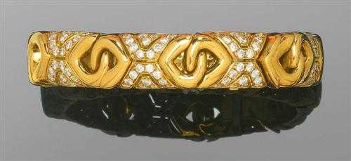 Appraisal: BRILLIANT-CUT DIAMOND AND GOLD BRACELET BULGARI Yellow gold Doppio Cuore