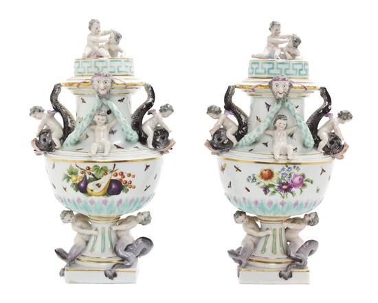 Appraisal: Sale Lot A Pair of Meissen Porcelain Covered Urns each