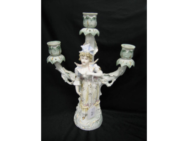 Appraisal: Victorian Bisque Figural Candelabra with Maiden