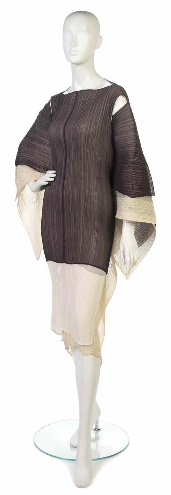 Appraisal: An Issey Miyake Tricolor Pleated Butterfly Dress Labeled Issey Miyake