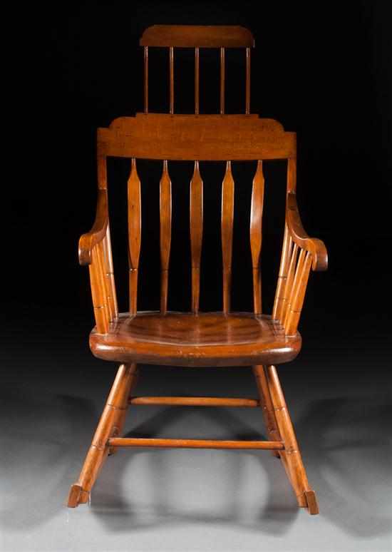 Appraisal: American elmwood Windsor rocker first half- th century in H