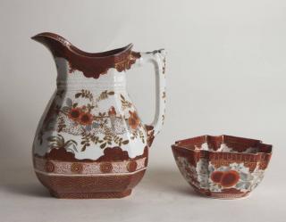 Appraisal: Porcelain Pitcher and Bowl Pitcher with Beehive Mark H Both