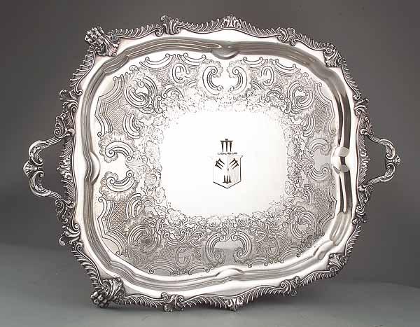 Appraisal: A Fine Large Regency-Style Silverplate Tea Tray Gorham two-handled oblong