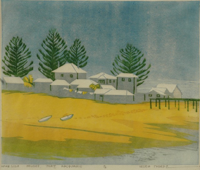 Appraisal: Lesbia Thorpe born Lakeside Houses Port Macquarie linocut signed 'Lesbia