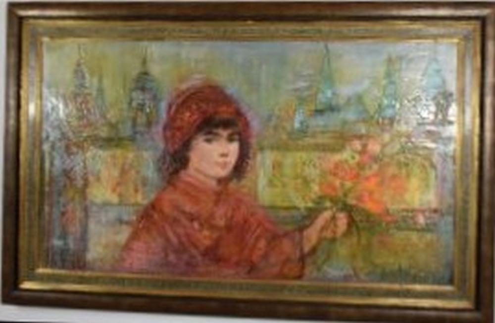 Appraisal: EDNA HIBEL AMERICAN - Boy with Orange Poppies Spires in