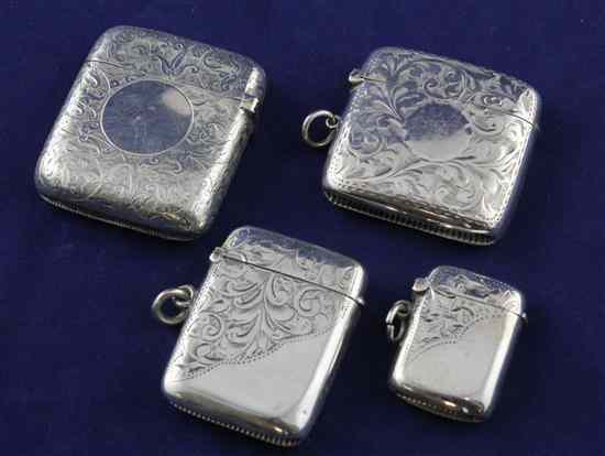 Appraisal: A late Victorian silver vesta case engraved with scrolling foliage