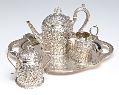 Appraisal: S Kirk Son Baltimore Rose pattern silver tea service ca