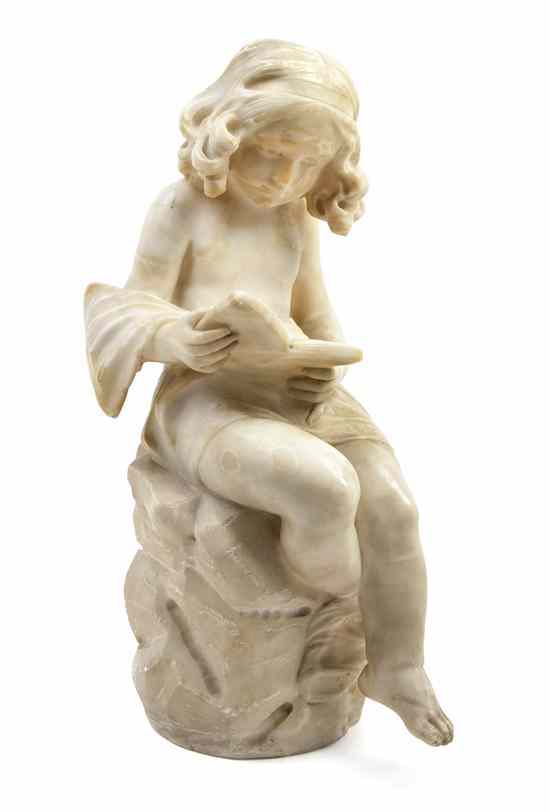 Appraisal: An Italian Alabaster Figure depicting a seated girl reading a