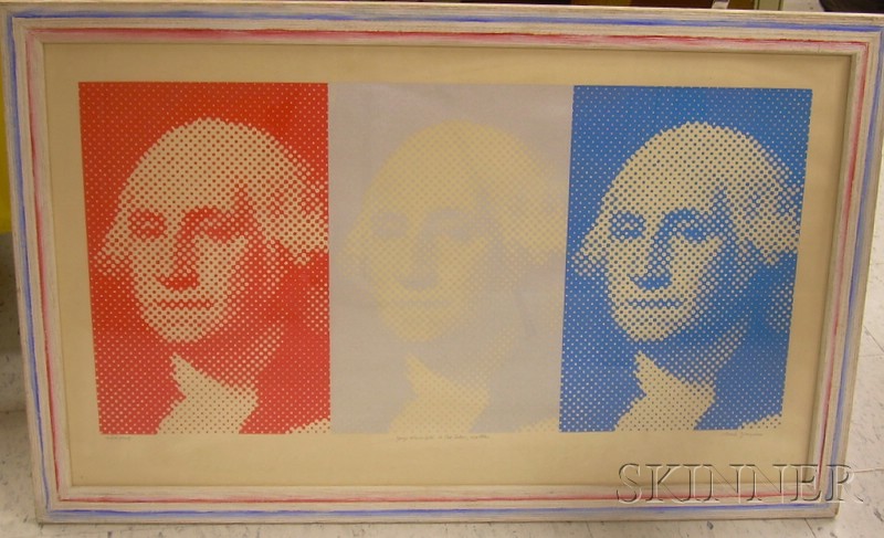 Appraisal: Three Framed Screenprints of Paper Images of George Washington by