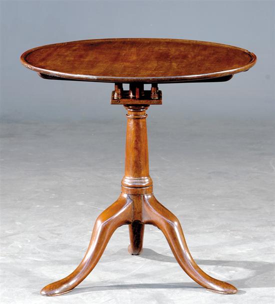 Appraisal: Georgian mahogany tilt-top table circa dished top over birdcage support