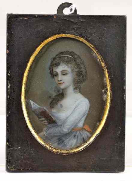 Appraisal: Victorian Miniature Portrait of Femaleeglomise of young woman in dress