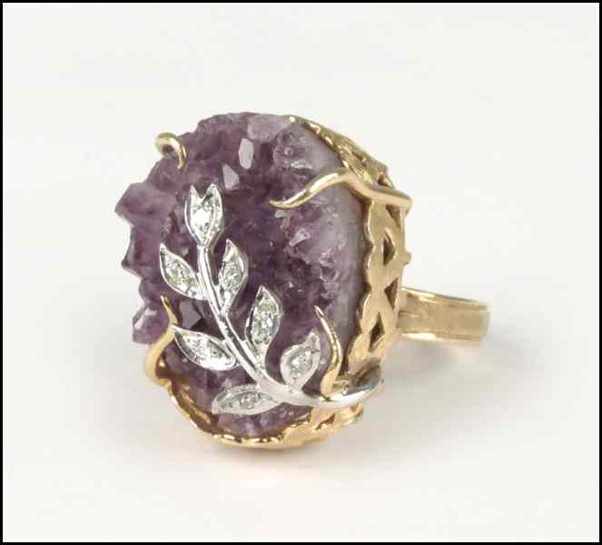 Appraisal: AMETHYST DIAMOND AND KARAT GOLD RING Condition No Specific Condition