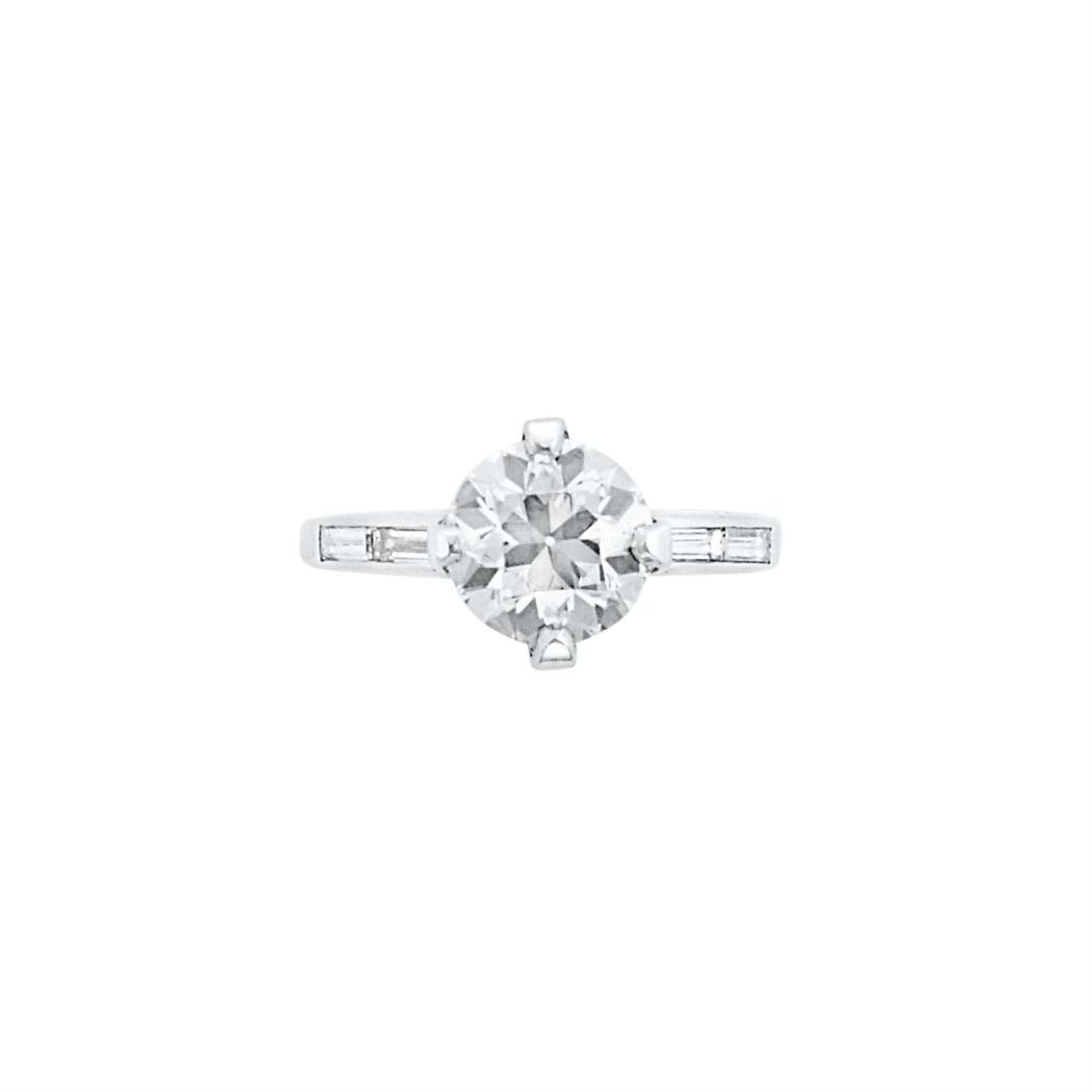 Appraisal: Diamond Ring Platinum one old European-cut diamond ap cts ap