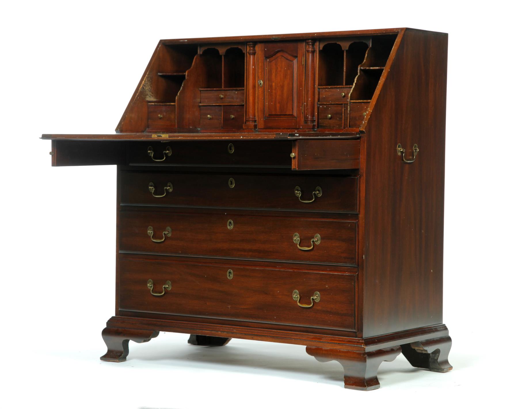 Appraisal: VIRGINIA GALLERIES HENKLE HARRIS CHIPPENDALE-STYLE SLANT FRONT DESK American th