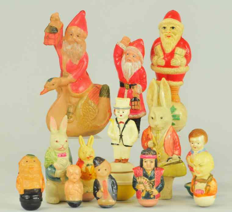 Appraisal: CELLULOID ROLY POLY GROUPING Assorted miniature celluloid figures includes three