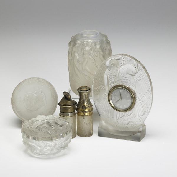 Appraisal: LALIQUE Etc Six items of clear and frosted glass four