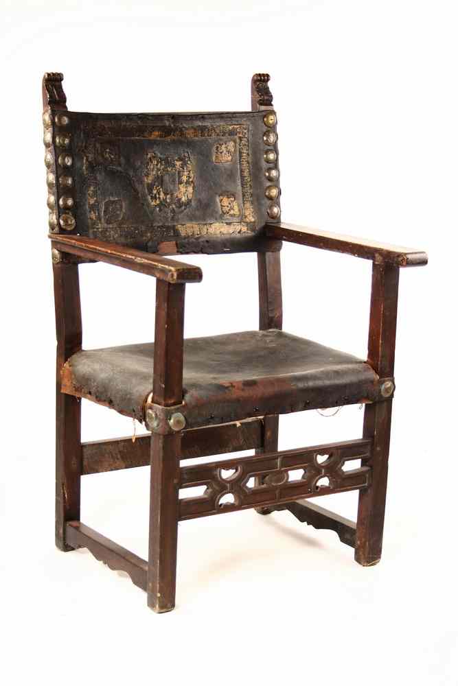 Appraisal: ARM CHAIR - th c Continental arm chair with carved