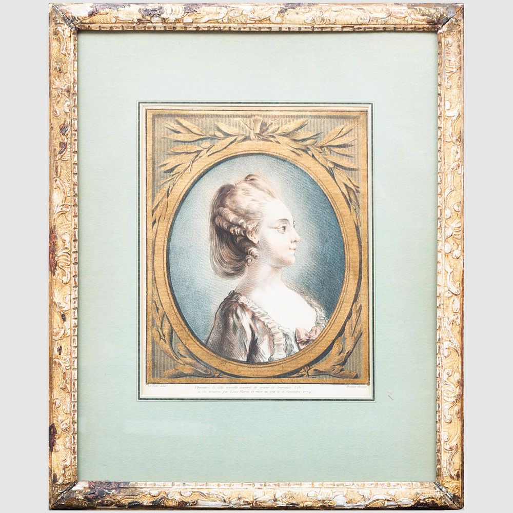 Appraisal: French School Portrait of a Lady in Profile Engraving in