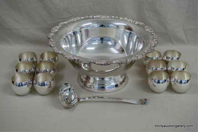 Appraisal: Towle Silverplate Punch Bowl Cup Ladle SetIncludes large '' punch