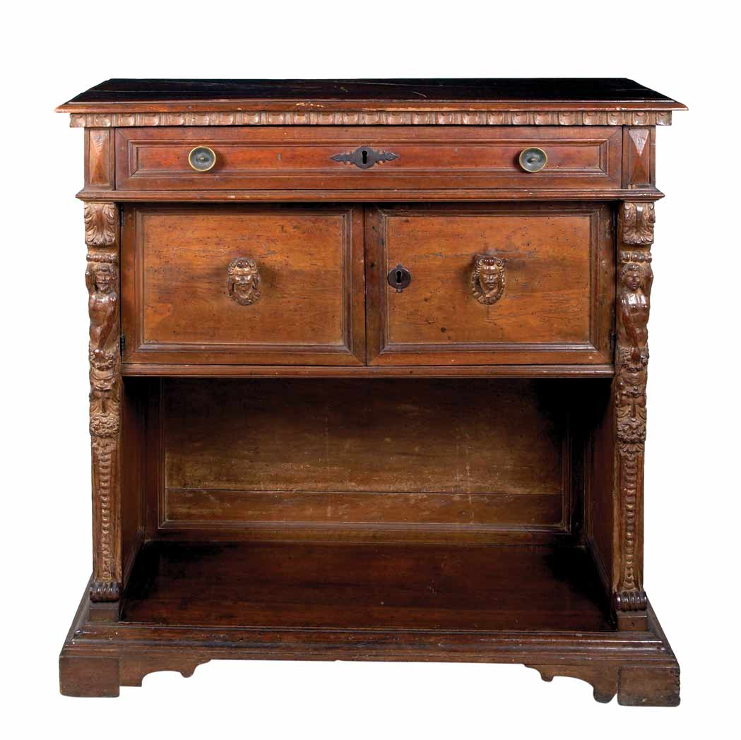 Appraisal: Italian Baroque Walnut Side Cabinet th Century Height inches width