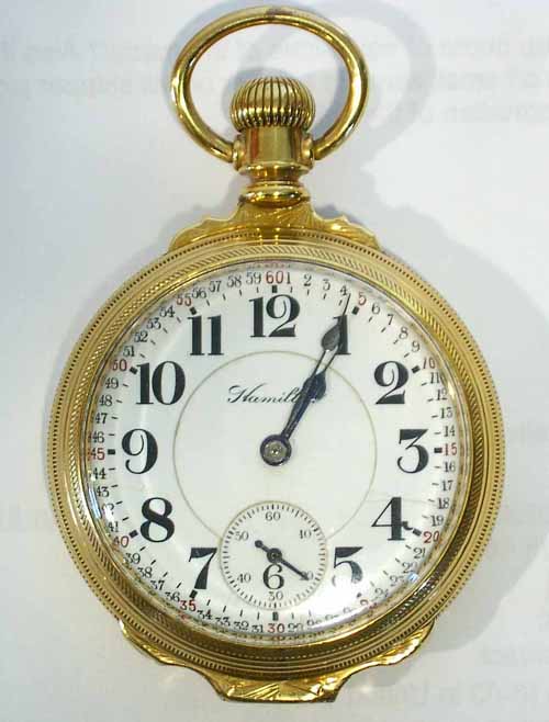 Appraisal: Hamilton -jewel gold filled motor barrel pocket watch model no