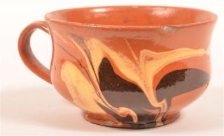 Appraisal: Antique Slip Decorated Redware Mug - h Good with rim