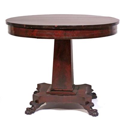 Appraisal: Mahogany empire mahogany center tablecirca