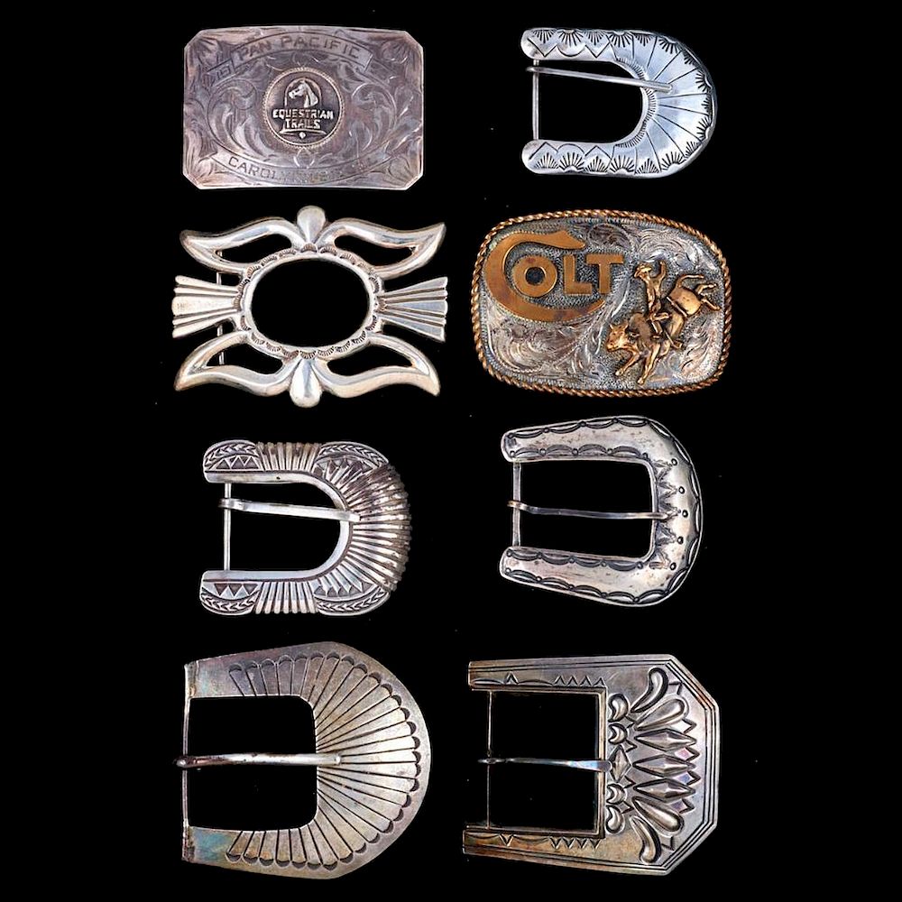 Appraisal: SOUTHWEST BELT BUCKLES Eight Vintage old pawn Southwest Silver Belt