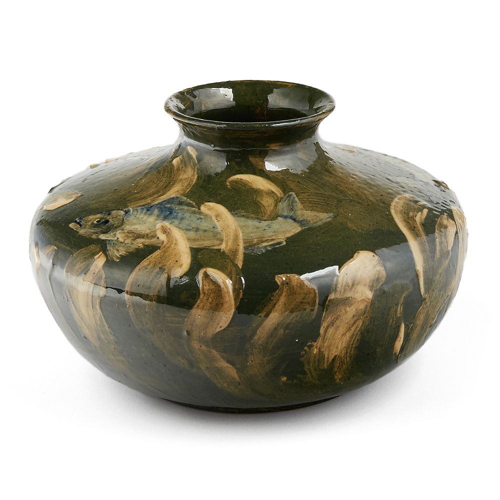 Appraisal: American Limoges Pottery Fish Vase c s In the style