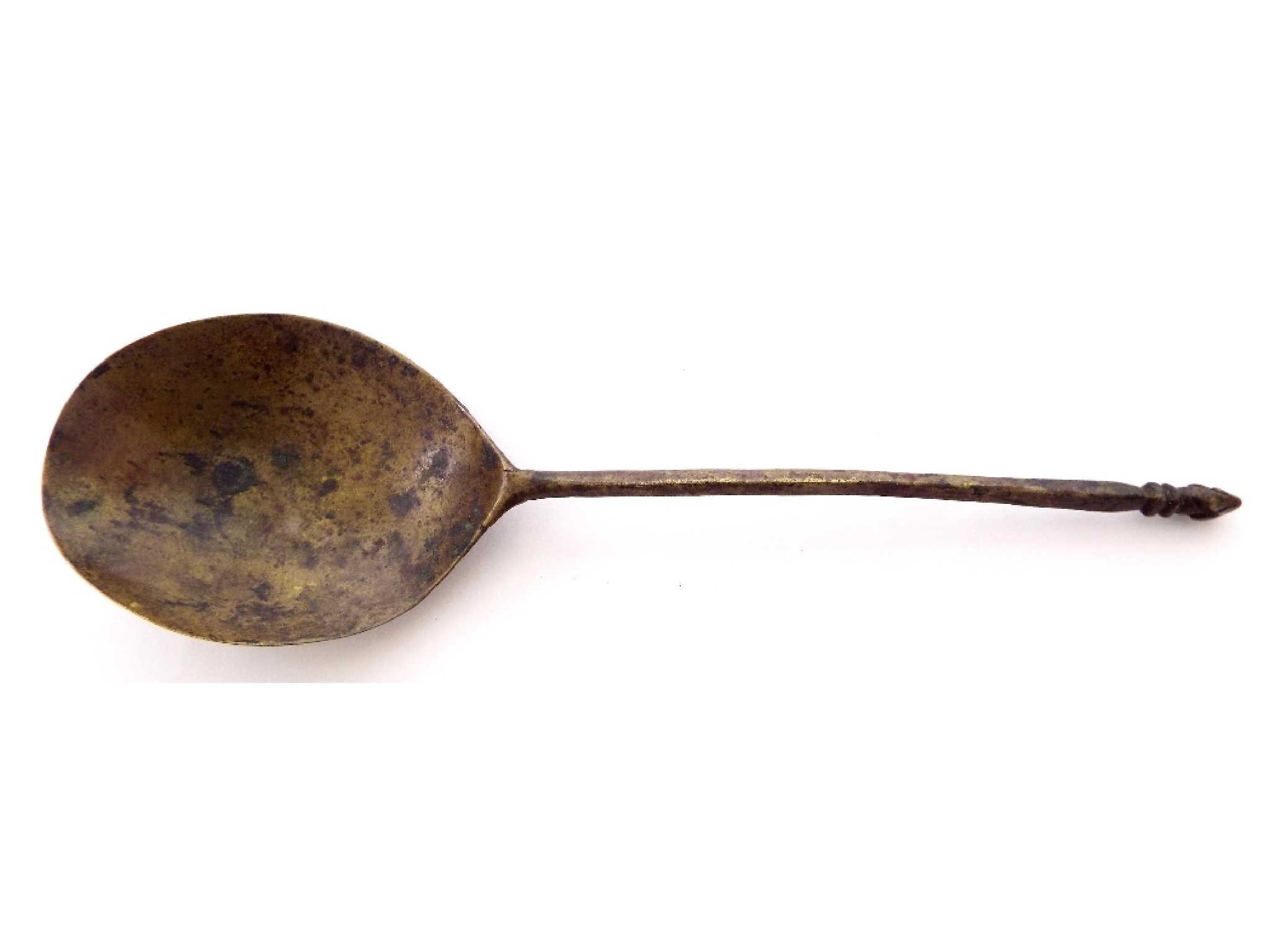 Appraisal: th century latten cone knop finial spoon long