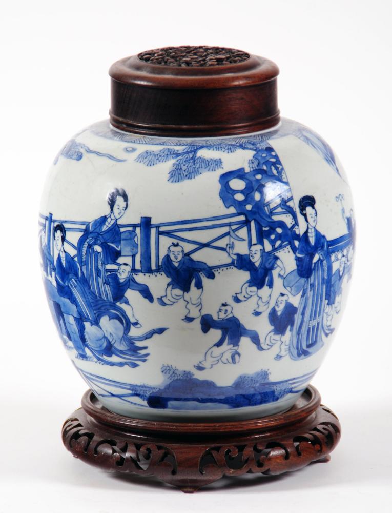 Appraisal: A CHINESE PORCELAIN JAR of ovoid form painted in underglaze