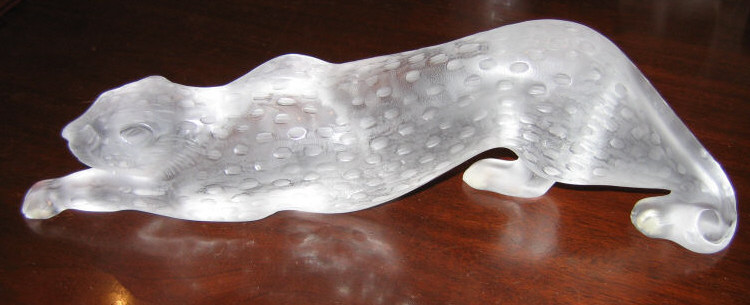 Appraisal: LALIQUE FRANCE Crystal leopard in crouching position etched signature Lalique