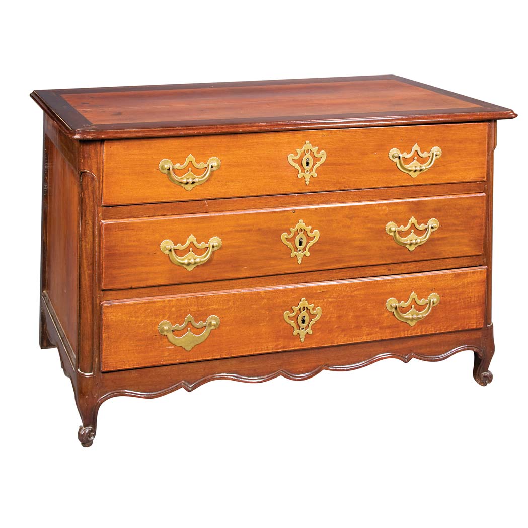 Appraisal: Provincial Louis XV Walnut and Cherry Commode The rectangular molded