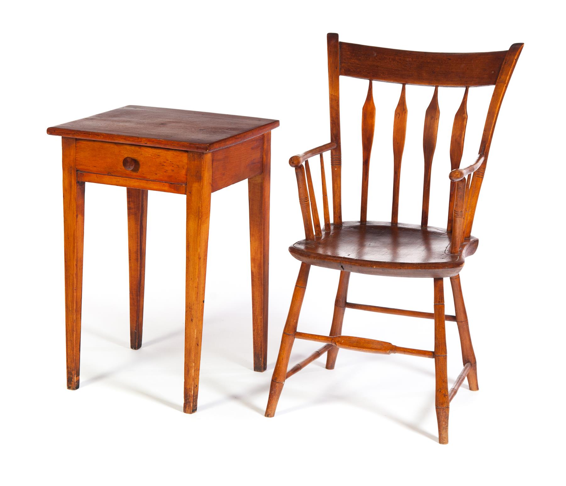 Appraisal: HEPPLEWHITE WORK TABLE AND AN ARROWBACK ARMCHAIR American nd quarter-