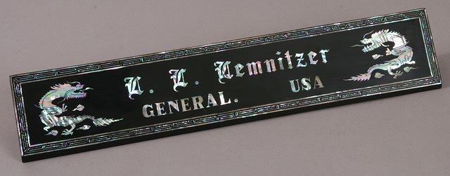 Appraisal: Inlaid mother of pearl name plaque with text L L