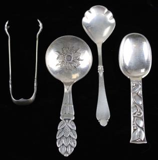 Appraisal: group of Danish Arts Crafts flatware pieces including hammered sterling