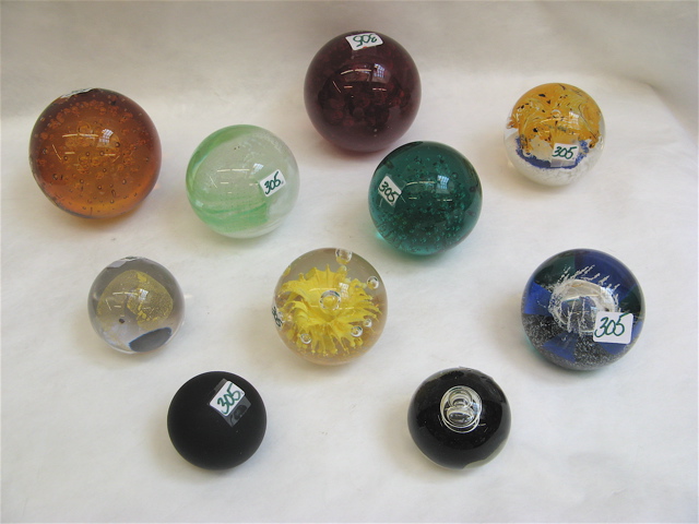 Appraisal: COLLECTION OF TEN ART GLASS PAPERWEIGHTS all globe form a