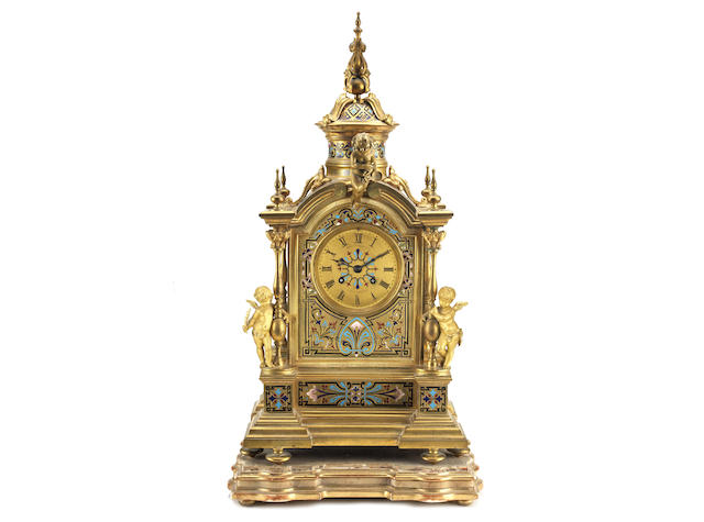 Appraisal: A late th century French gilt bronze and champleve enamel