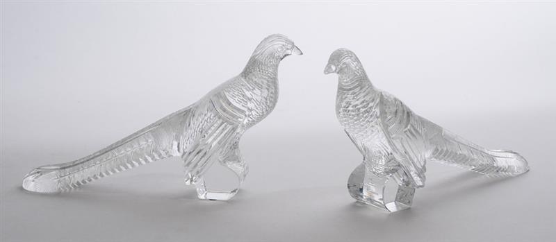 Appraisal: PAIR OF STEUBEN CUT-GLASS PHEASANTS Back inscribed 'Steuben' x in