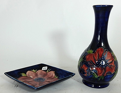 Appraisal: Moorcroft vase and dish decorated in the anemone design height