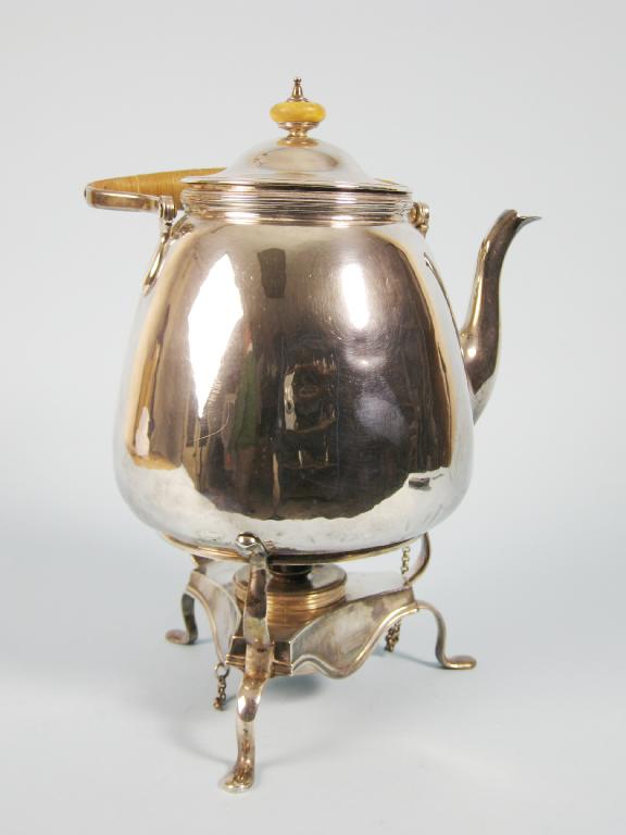 Appraisal: A George III plain Tea Kettle with basket weave handle