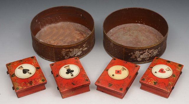 Appraisal: A SET OF FOUR CHINESE RED LACQUERED COUNTER BOXES each